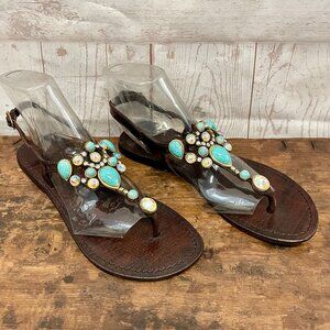 Mystique bejeweled leather sandals